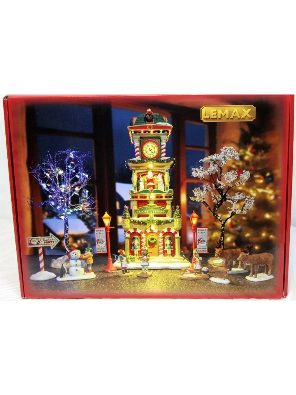 NEW 15pc Lemax Christmas Village Square Clock Tower #56673 Light 2025